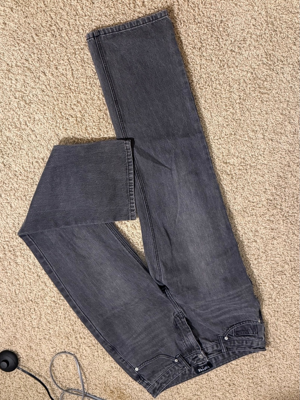 Toffee Washed Black Wide Leg Jeans Size M